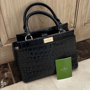 Kate Spade Black Croc Embossed Tote